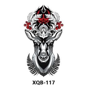 New Fresh Tattoo Sticker Male And Female Wolf Animal Flower Black And White, Colored (Option: XQB 117-210x114mm)