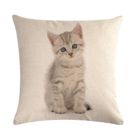 Cute Kitten Linen Pillowcase Cushion Cover (Option: 13-45x45cm)