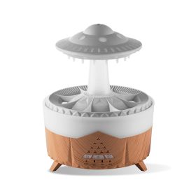 Raining Humidifier UFO Raindrop Aromatherapy Ultrasonic Water Drop Air Rain Humidifier 350ml 7 Colors LED Lamp Raindrop Aroma Diffuser (Option: Wood-UK)