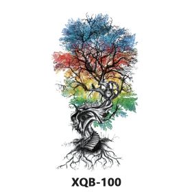 New Fresh Tattoo Sticker Male And Female Wolf Animal Flower Black And White, Colored (Option: XQB 100-210x114mm)