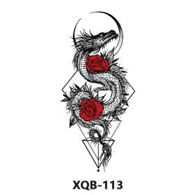 New Fresh Tattoo Sticker Male And Female Wolf Animal Flower Black And White, Colored (Option: XQB 113-210x114mm)