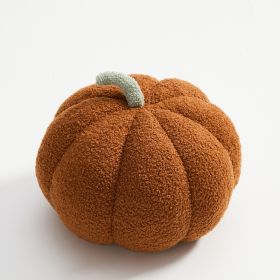 Nordic Pumpkin Round Pillow Plush Pillow Knitted Yarn (Option: Light brown-18cm in diameter)