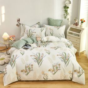 Cotton Single And Double Student Dormitory Three Piece Quilt Cover (Option: Lily of the valley language-Twin 4piece suite200x230)