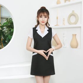 Housekeeping Fashion Special Apron Smock (Option: B Black White Collar-Average Size)