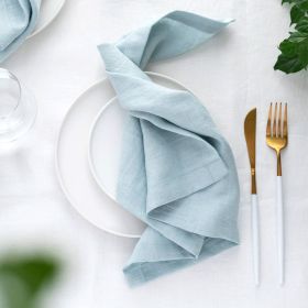 Pure Linen Insulation Placemat Square Wiping Towel Solid Color Napkin Mouth Cloth (Option: Light Blue-38 √ó 55cm)