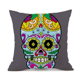 Halloween Personalized Retro Skull Linen Print Throw Pillow Cushion Cover (Option: 10 Style-45x45cm)