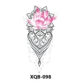 New Fresh Tattoo Sticker Male And Female Wolf Animal Flower Black And White, Colored (Option: XQB 098-210x114mm)