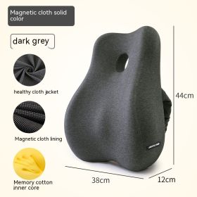 Cushion Office Waist Cushion Long Sitting Waist Support (Option: Magnetic Cloth Dark Gray-44x38x12cm)