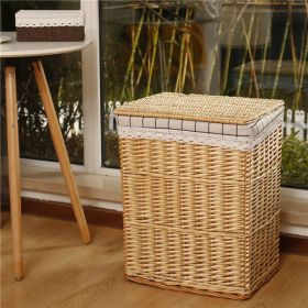 Storage Basket Rattan Large Toy With Lid (Option: Log Covered White Grid-45X35X51cm)