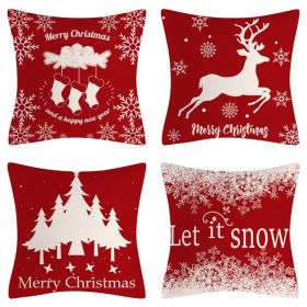 Home Decoration Christmas Pillow Cover Four-piece Set (Option: Style 71-45x45cm)