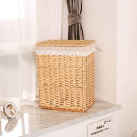 Storage Basket Rattan Large Toy With Lid (Option: Log Covered Small Flower-45X35X51cm)