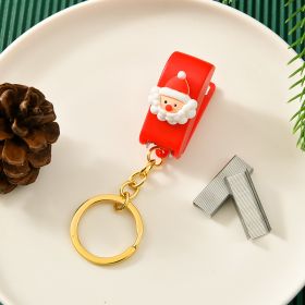 Christmas Cute Cartoon Mini Stapler Student Small Stapler With Keychain (Option: Santa Claus)