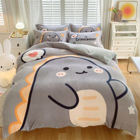 Large Version Milk Fiber Four-piece Set Autumn And Winter Thickening (Option: Hug Dragon-18m Fitted Sheet)