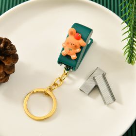 Christmas Cute Cartoon Mini Stapler Student Small Stapler With Keychain (Option: Ginger Cake Rabbit)