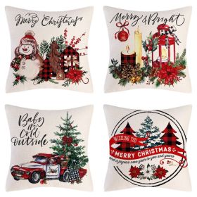 Home Decoration Christmas Pillow Cover Four-piece Set (Option: Style 64-45x45cm)