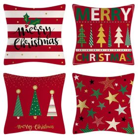 Home Decoration Christmas Pillow Cover Four-piece Set (Option: Style 32-45x45cm)