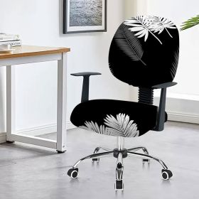 Chair Cover Office Computer Armrest (Option: Feather Leaf Black-45x 45cm)