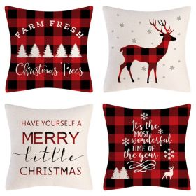 Home Decoration Christmas Pillow Cover Four-piece Set (Option: Style 19-45x45cm)