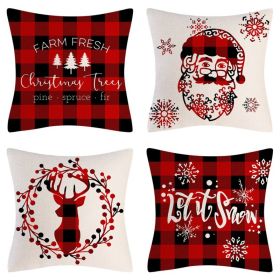 Home Decoration Christmas Pillow Cover Four-piece Set (Option: Style 18-45x45cm)