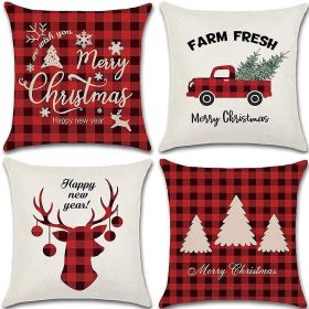 Home Decoration Christmas Pillow Cover Four-piece Set (Option: Style 75-45x45cm)