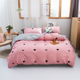 Washed Cotton Four-piece Bedding Set Autumn Single (Option: Heart Style-150cm)