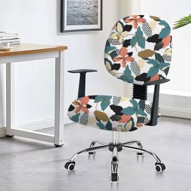 Chair Cover Office Computer Armrest (Option: Colorful Leaf Flower-45x 45cm)