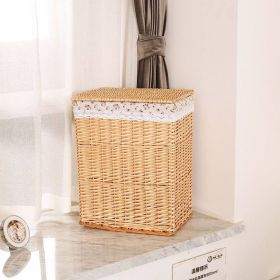 Storage Basket Rattan Large Toy With Lid (Option: Log Covered Rose-45X35X51cm)