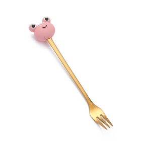 Christmas Cartoon Tableware Cat's Paw Spoon (Option: Pink Frog Golden Fork)