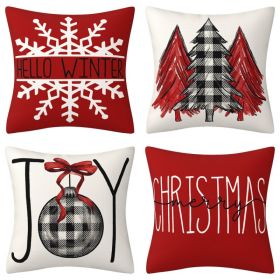 Home Decoration Christmas Pillow Cover Four-piece Set (Option: Style 54-45x45cm)