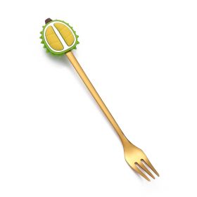 Christmas Cartoon Tableware Cat's Paw Spoon (Option: Gold Fork Durian)