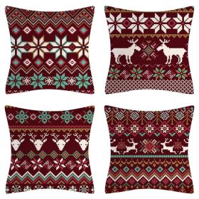 Home Decoration Christmas Pillow Cover Four-piece Set (Option: Style 52-45x45cm)