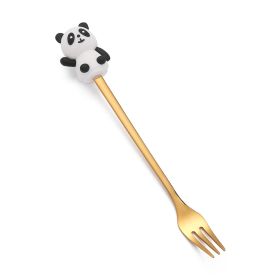 Christmas Cartoon Tableware Cat's Paw Spoon (Option: Panda Golden Fork)