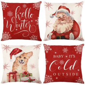 Home Decoration Christmas Pillow Cover Four-piece Set (Option: Style 26-45x45cm)