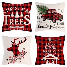 Home Decoration Christmas Pillow Cover Four-piece Set (Option: Style 9-45x45cm)