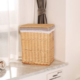 Storage Basket Rattan Large Toy With Lid (Option: Log Covered Coffee Grid-45X35X51cm)