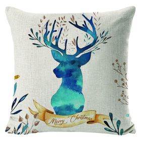 Christmas Elk Printing Linen Pillow Cover (Option: Style 2-45x45cm)