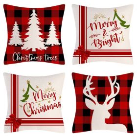 Home Decoration Christmas Pillow Cover Four-piece Set (Option: 38-45x45cm)