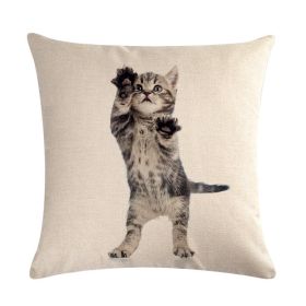Cute Kitten Linen Pillowcase Cushion Cover (Option: 5-45x45cm)