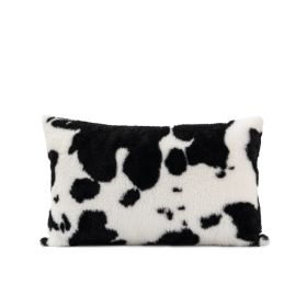 Black And White Cow Pattern Velvet Waist Pillow Living Room Sofa Cushion (Option: 30x50cm-With Pillow core)