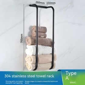 Wall Mounted Black Towel Holder With Non Perforated Bipolar Storage Rack (Option: Matte Black 260 √ó 150 √ó 765mm)