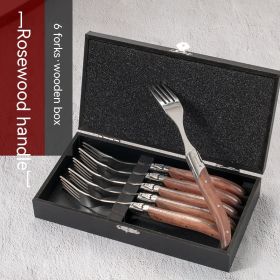 Western Tableware Rosewood Wooden Handle Knife And Fork (Option: Rosewood 6 Forks)