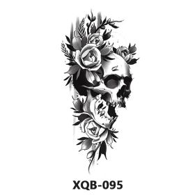 New Fresh Tattoo Sticker Male And Female Wolf Animal Flower Black And White, Colored (Option: XQB 095-210x114mm)