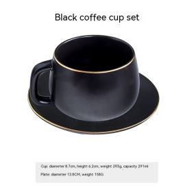 Home Stylish Matte Ceramic Coffee Cup Set (Option: Black-1Cup 1Saucer)
