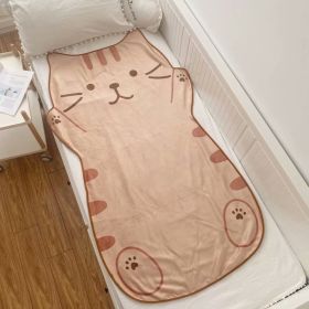 Cute Cartoon Cat Flannel Blanket Children Quilt Office Afternoon Napping Cover Blanket (Option: Brown-155CM √ó 88CM)