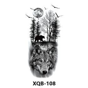 New Fresh Tattoo Sticker Male And Female Wolf Animal Flower Black And White, Colored (Option: XQB 108-210x114mm)