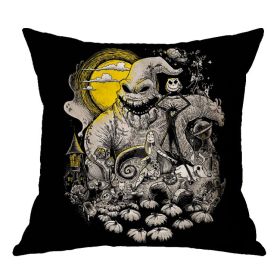 Linen Skull Halloween Pillow Cover (Option: 45x45cm-A09)