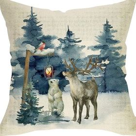 Winter Series Throw Pillow Cover Linen (Option: W022728-45x45cm)