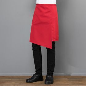 Waiter Half-length Apron Print And Embroidery Printing Embroidery Hotel Kitchen Western Restaurant Chef Work Half Apron (Color: Red)