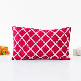 Pastoral Fashion Personality Simple Trend Stripe Wild Ribbon Embroidered Pillowcase (Option: Red-30X50CM)