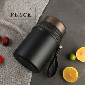 Household Portable Large Capacity Stainless Steel Braised Cup (Option: Black-800ml)
